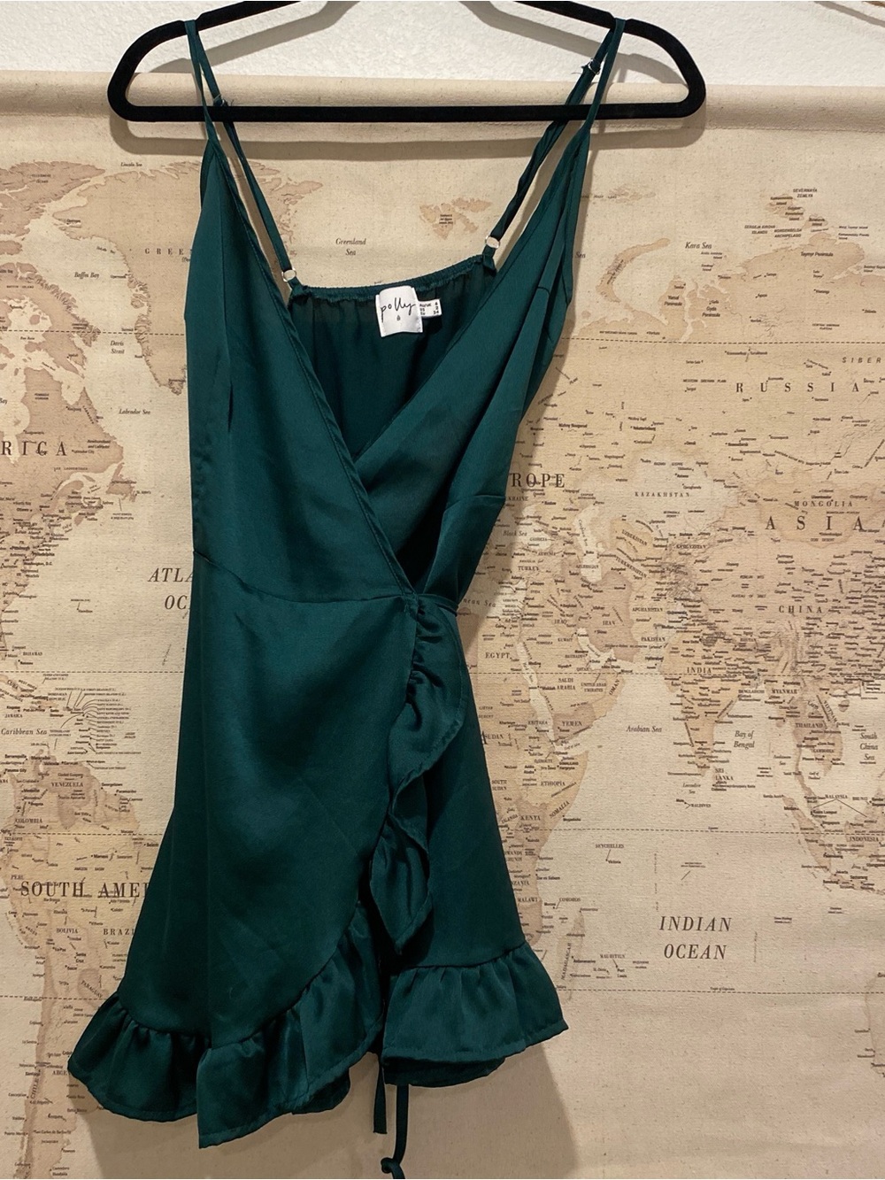 Polly Teal Green Ruffle Wrap Mini Dress